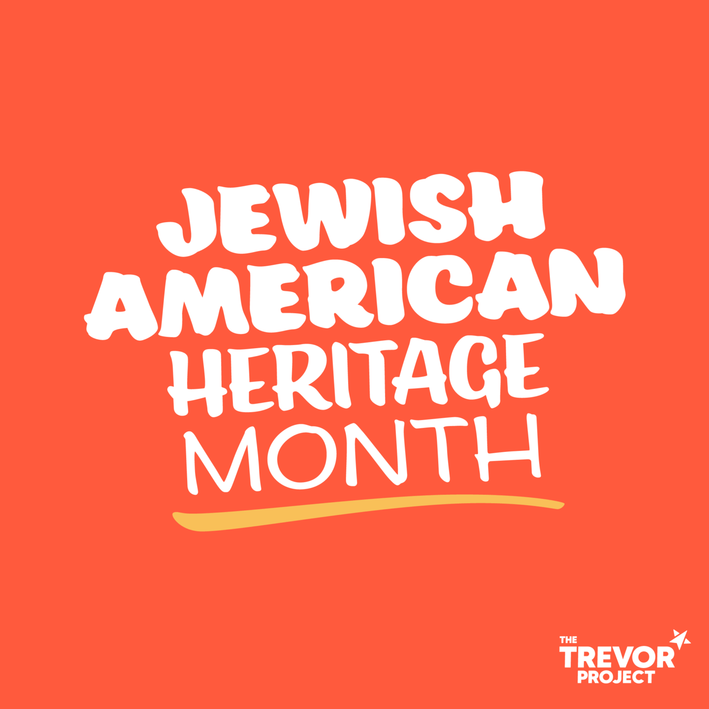 Logo for Jewish American Heritage Month on orange background.