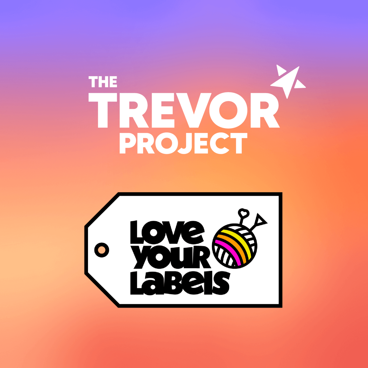 The Trevor Project and Love Your Labels logos together.