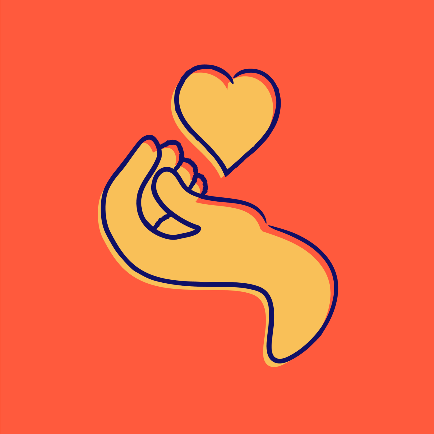 Illustration of a hand holding up a heart